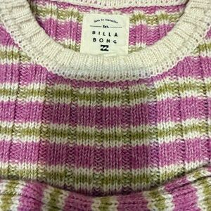 Billabong Women's Striped Sweater - Pink and Green